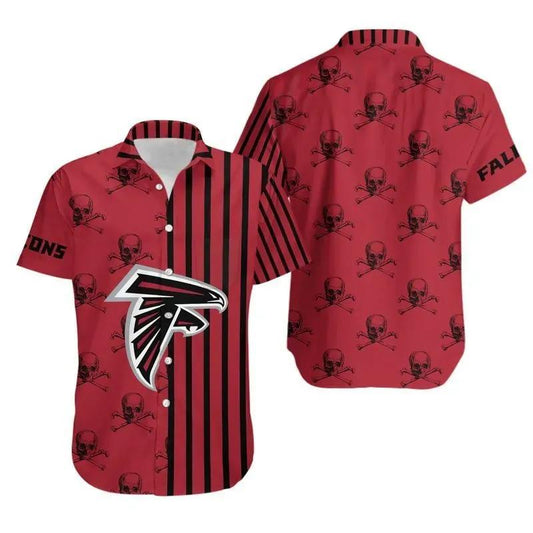 Atlanta Falcons Stripes And Skull Hawaii Shirt Summer Collection, NFL Hawaiian Shirt Moonbestprint