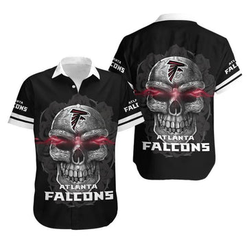 Atlanta Falcons Sugar Skull Nfl Gift For Fan Hawaiian Graphic Print Short Sleeve Hawaiian Shirt, NFL Hawaiian Shirt Moonbestprint
