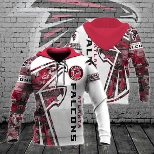 Atlanta Falcons White Red 3D Hoodie, NFL Hoodie Moonbestprint