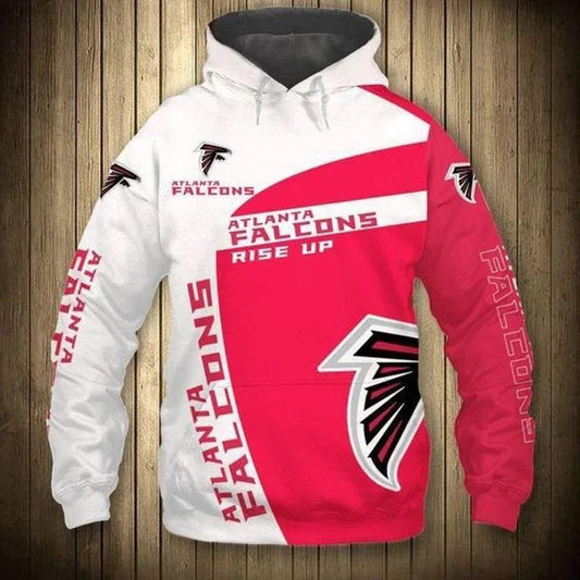 Atlanta Falcons White &amp; Red Colors 3D Hoodie, NFL Hoodie Moonbestprint