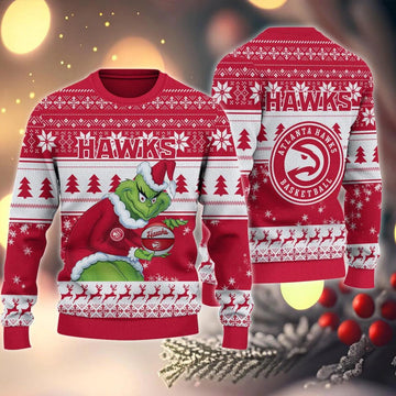Atlanta Hawks Grinch Stolen Ugly Christmas Sweater, NBA Chritsmas Sweater Moonbestprint