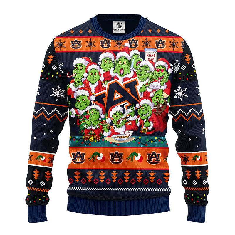 Auburn Tigers 12 Grinch Xmas Day Ugly Christmas Sweater, Grinch Xmas Sweater Moonbestprint