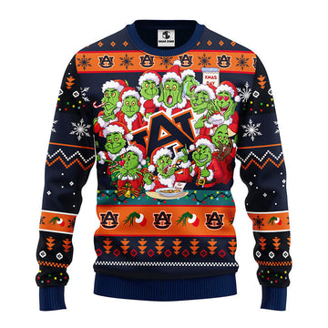 Auburn Tigers 12 Grinch Xmas Day Ugly Christmas Sweater, Grinch Xmas Sweater Moonbestprint