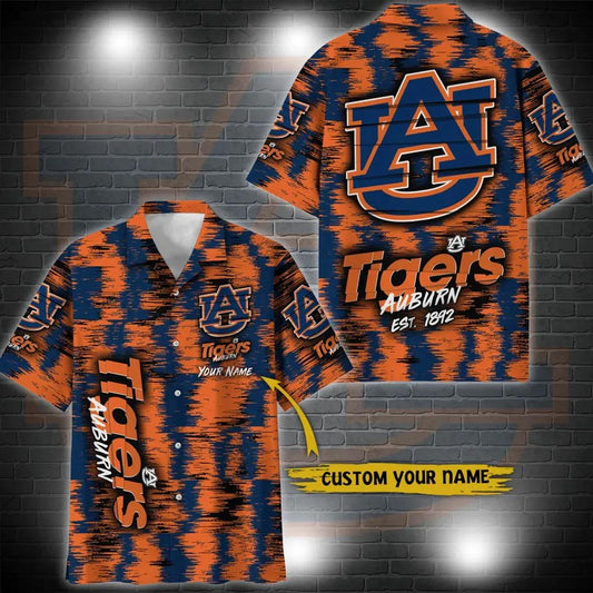 Auburn Tigers Aloha Hawaiian Shirt Custom Your Name, NCAA Hawaiian Shirt Moonbestprint