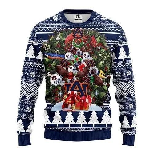 Auburn Tigers Christmas Tree Ugly Christmas Sweater, NCAA Christmas Sweater Moonbestprint