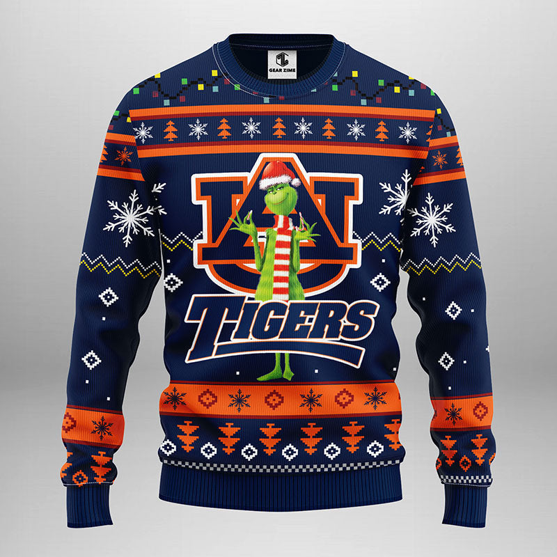 Auburn Tigers Funny Grinch Ugly Christmas Sweater, Grinch Xmas Sweater Moonbestprint