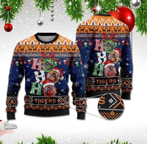 Auburn Tigers Ho Ho Ho Ugly Christmas Sweater, NCAA Christmas Sweater Moonbestprint