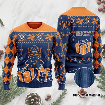 Auburn Tigers Tree Box Ugly Christmas Sweater, NCAA Christmas Sweater Moonbestprint