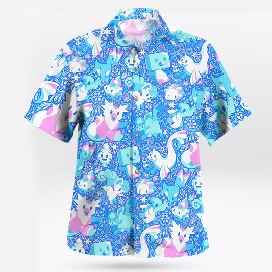 Aurora Beam Hawaiian Shirt Light Blue Cosmic Vibes – Moonbestprint