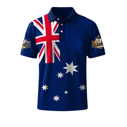 Australian Flag Badge Printed Polo Shirt - Moonbestprint