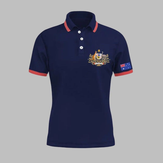 Australian Patriotic Flag Emblem Printed Polo Shirt - Moonbestprint
