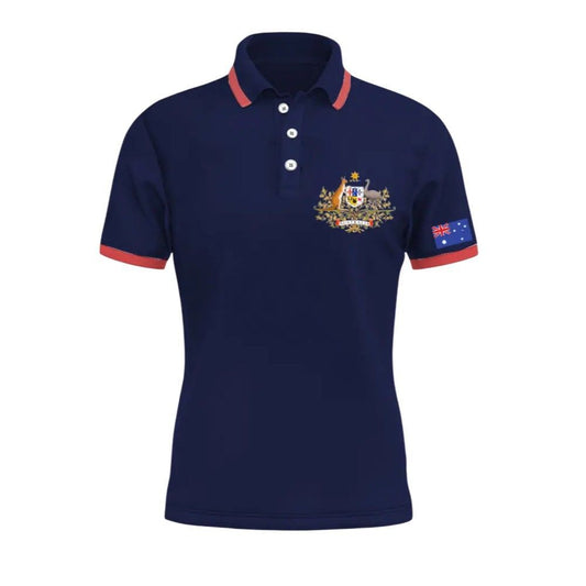 Australian Patriotic Flag Emblem Printed Polo Shirt - Moonbestprint