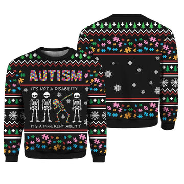 Autism It's Not A Disability It's A Different Ugly Christmas Sweater - Moonbestprint