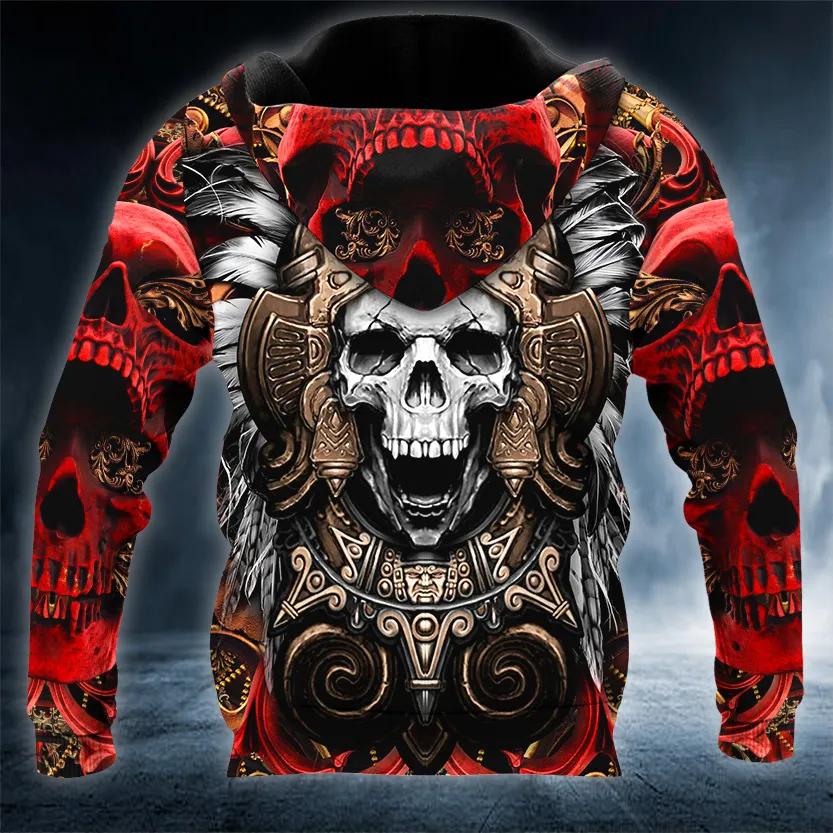 Aztec Mayan Warrior Skull 3D Hoodie Moonbestprint