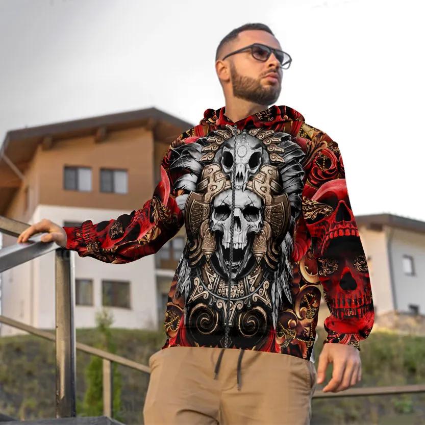 Aztec Mayan Warrior Skull 3D Hoodie Moonbestprint