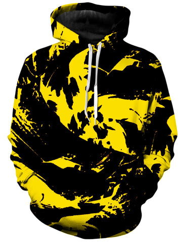 Black and Yellow Paint Splatter Unisex Hoodie -Moonbestprint
