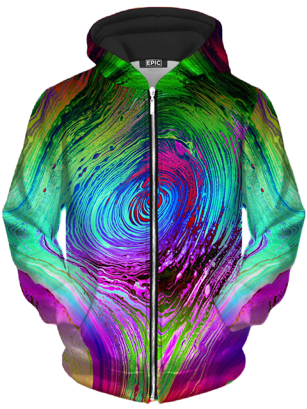 Rainbow Vortex Unisex Zip-Up Hoodie -Moonbestprint