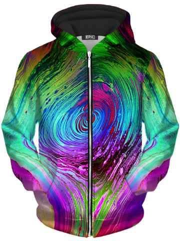Rainbow Vortex Unisex Zip-Up Hoodie -Moonbestprint