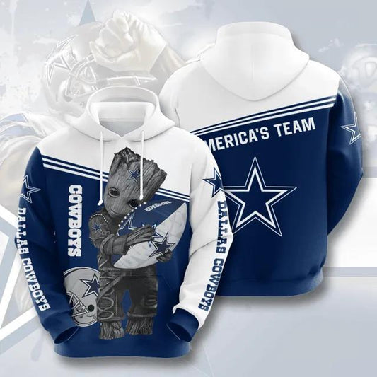 Baby Groot Hug Dallas Cowboys 3D Hoodie, NFL Hoodie Moonbestprint