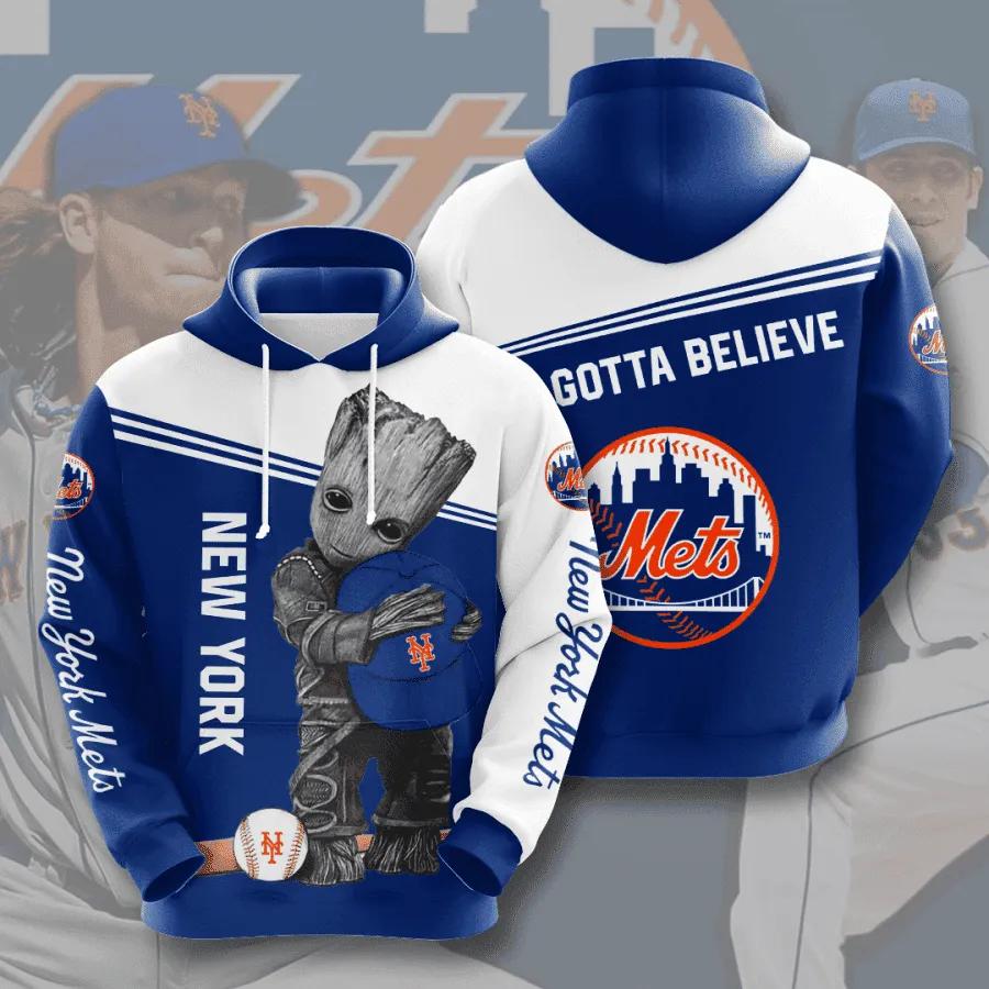 Baby Groot Hug New York Mets 3D Hoodie, MLB Hoodie Moonbestprint