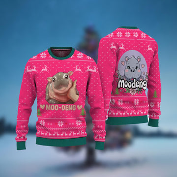 Baby Hippo Moo Deng Ugly Sweater - Moonbestprint