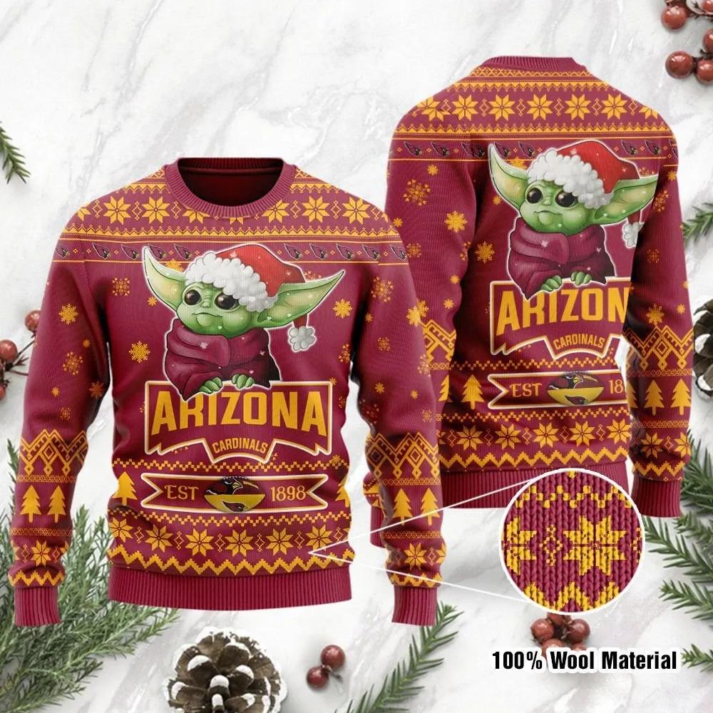 Baby Yoda Arizona Cardinals Est 1898 Ugly Christmas Sweater, NFL Christmas Sweater Moonbestprint
