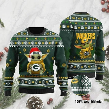 Baby Yoda Green Bay Packers Christmas Ugly Sweater, NFL Christmas Sweater Moonbestprint