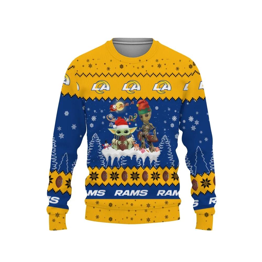 Baby Yoda Groot Cute Los Angeles Chargers Ugly Christmas Sweater, NFL Christmas Sweater Moonbestprint