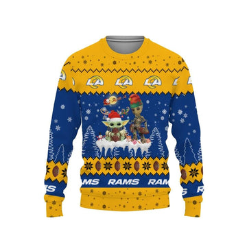 Baby Yoda Groot Cute Los Angeles Chargers Ugly Christmas Sweater, NFL Christmas Sweater Moonbestprint