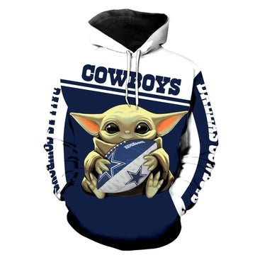 Baby Yoda Hug Dallas Cowboys 3D Hoodie, NFL Hoodie Moonbestprint