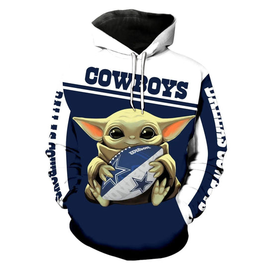 Baby Yoda Hug Dallas Cowboys 3D Hoodie, NFL Hoodie Moonbestprint