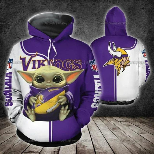 Baby Yoda Hug Minnesota Vikings 3D Hoodie, NFL Hoodie Moonbestprint