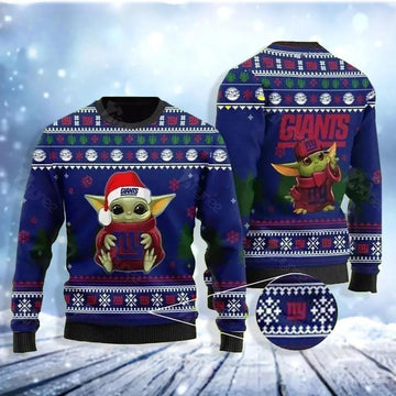 Baby Yoda Love New York Giants Ugly Christmas Sweater, NFL Chritsmas Sweater Moonbestprint