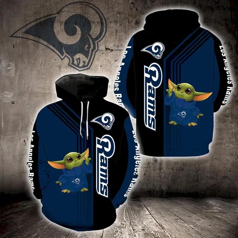 Baby Yoda Lovers Los Angeles Rams 3D Hoodie, NFL Hoodie Moonbestprint