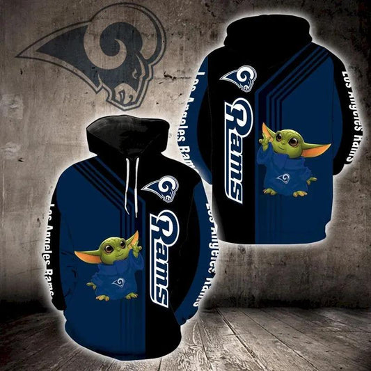 Baby Yoda Lovers Los Angeles Rams 3D Hoodie, NFL Hoodie Moonbestprint