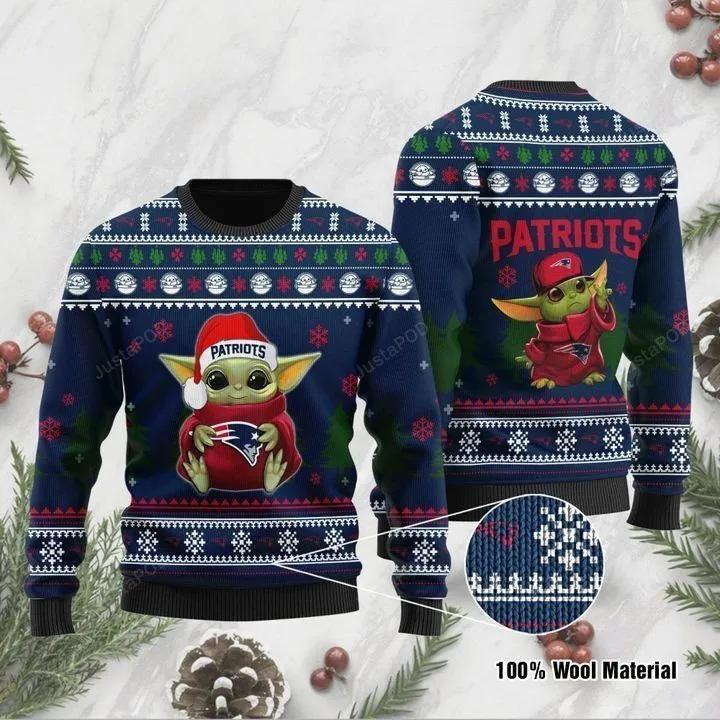 Baby Yoda New England Patriots Ugly Christmas Sweater, NFL Christmas Sweater Moonbestprint