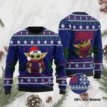 Baby Yoda New York Giants Christmas Ugly Sweater, NFL Christmas Sweater Moonbestprint