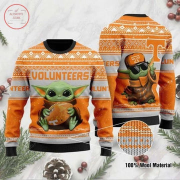 Baby Yoda Tennessee Volunteers Ugly Christmas Sweater, NCAA Christmas Sweater Moonbestprint