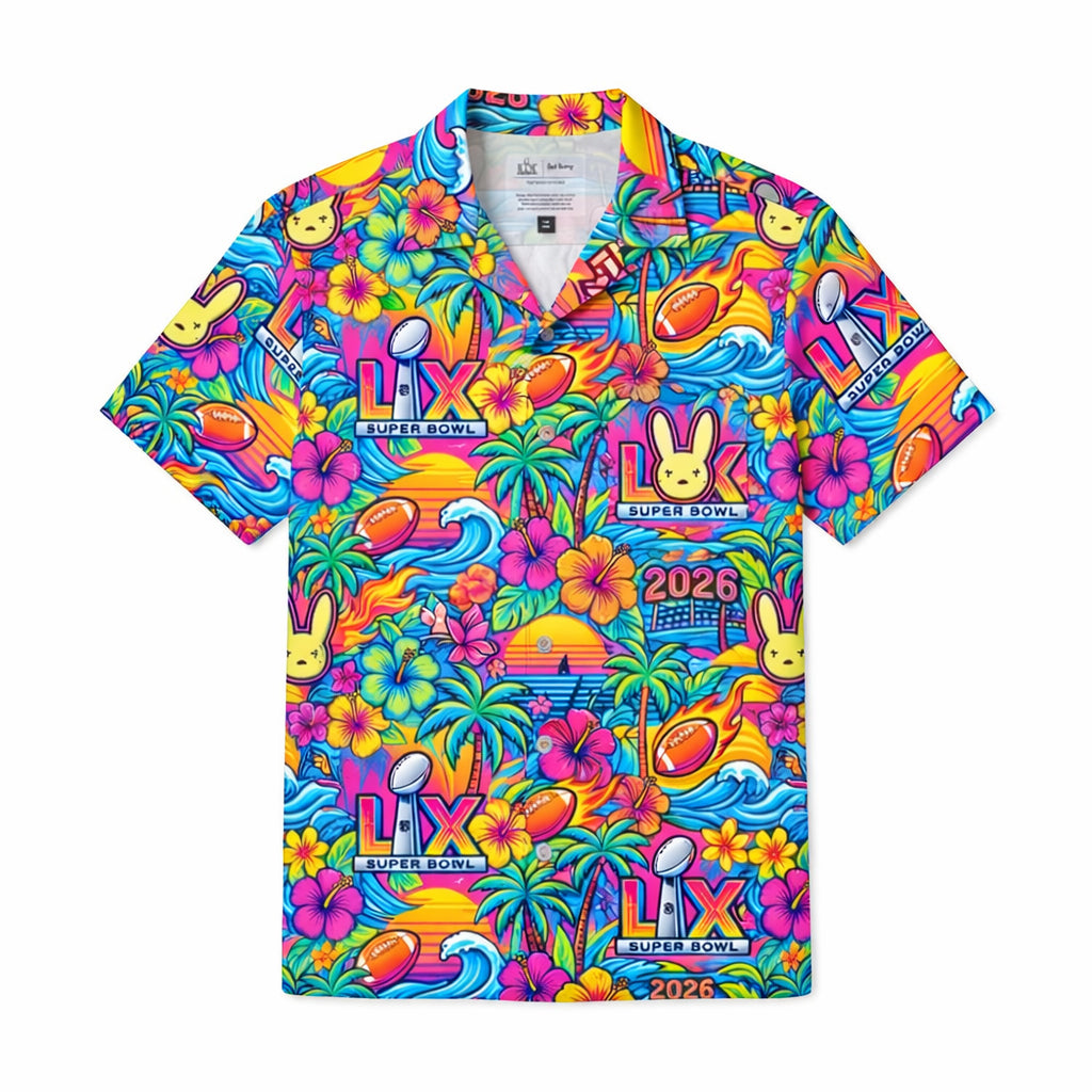 Bad Bunny x Super Bowl LX Halftime Show 2026 Tropical Print Summer Hawaiian Shirt – Moonbestprint