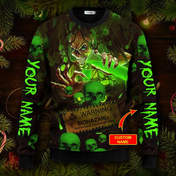 Bad Things Happen Custom Name Skull Ugly Christmas Sweater Moonbestprint