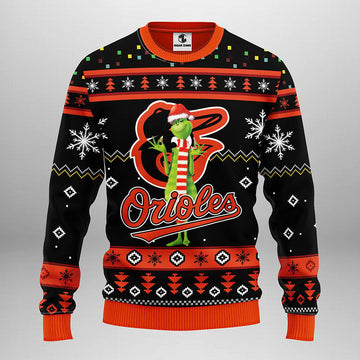 Baltimore Orioles Funny Grinch Ugly Christmas Sweater, Grinch Xmas Sweater Moonbestprint