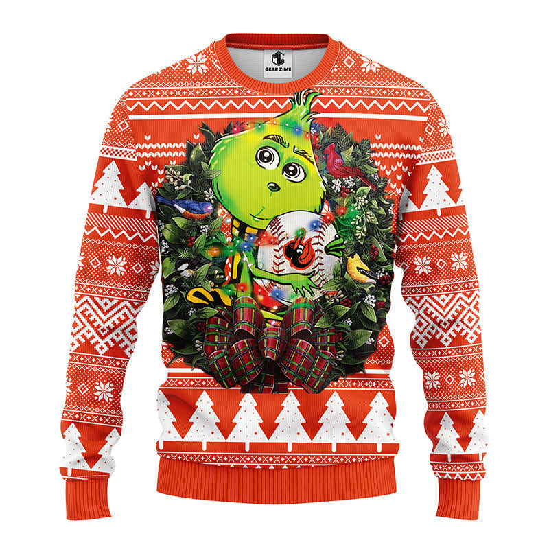 Baltimore Orioles Grinch Hug Ugly Christmas Sweater, Grinch Xmas Sweater Moonbestprint