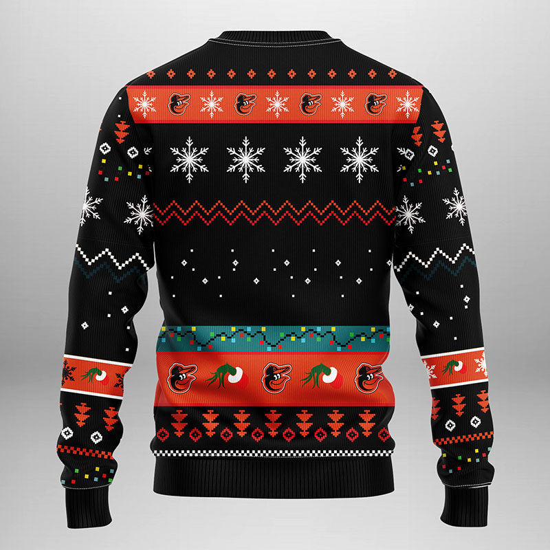 Baltimore Orioles Grinch Ugly Christmas Sweater, Grinch Xmas Sweater Moonbestprint