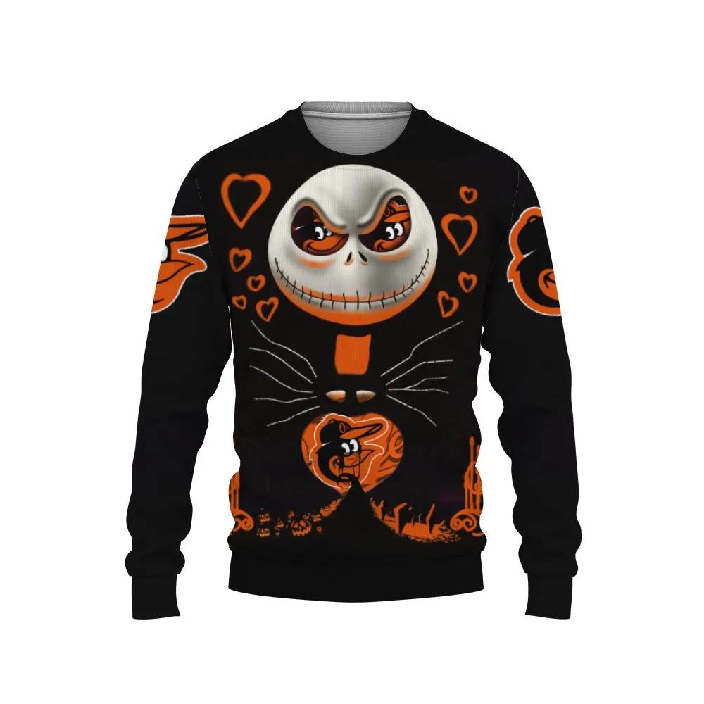 Baltimore Orioles Jack Skeleton Ugly Christmas Sweater, MLB Christmas Sweater Moonbestprint