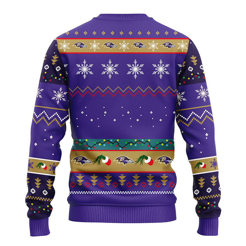 Baltimore Ravens 12 Grinch Xmas Day Ugly Christmas Sweater, Grinch Xmas Sweater Moonbestprint