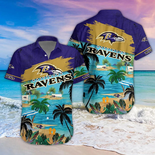 Baltimore Ravens Aloha Shirt, NFL Hawaiian Shirt Moonbestprint
