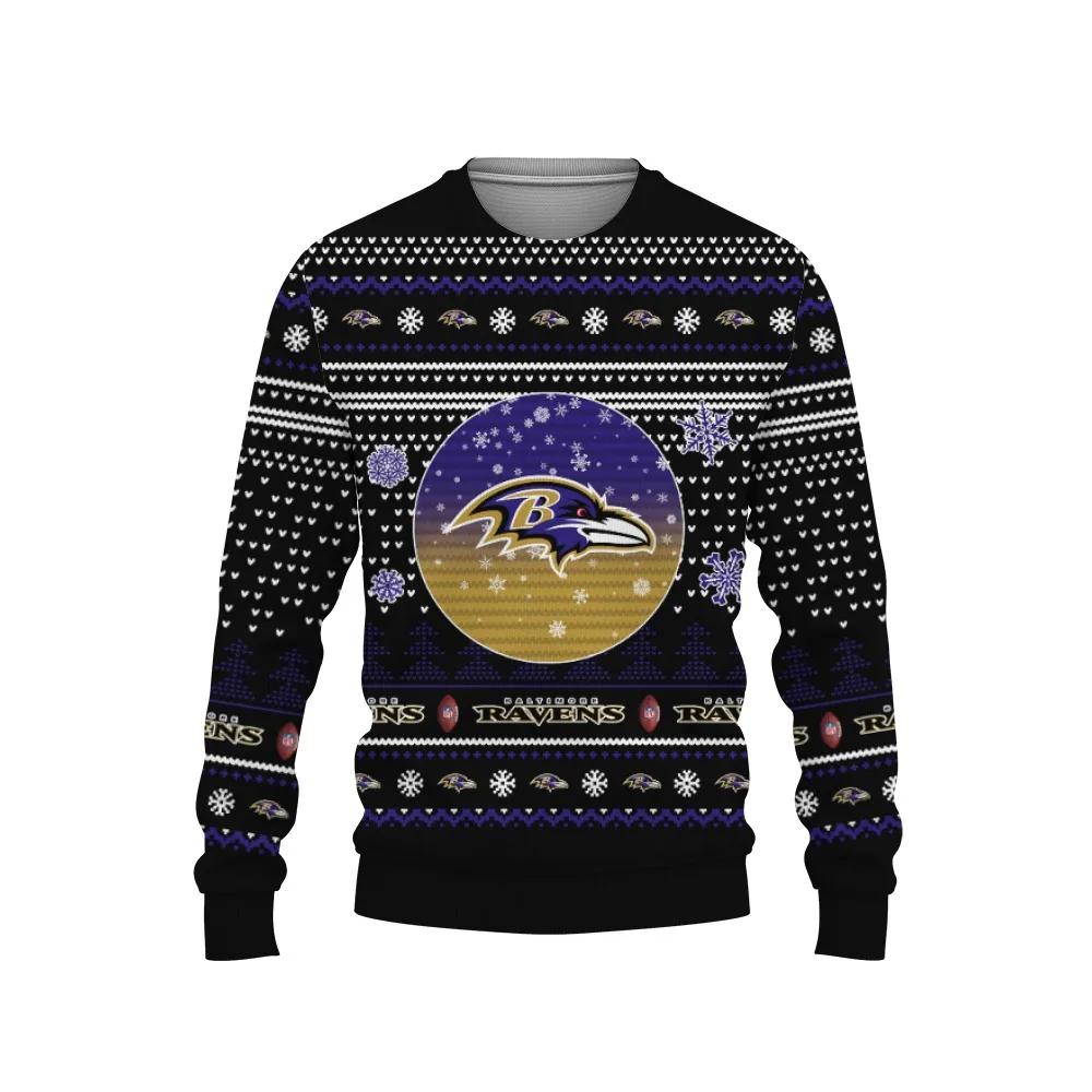 Baltimore Ravens Big Logo Ugly Christmas Sweater, NFL Christmas Sweater Moonbestprint