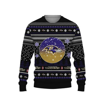 Baltimore Ravens Big Logo Ugly Christmas Sweater, NFL Christmas Sweater Moonbestprint