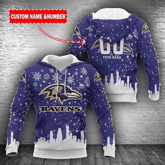 Baltimore Ravens Christmas Personalized 3D Hoodie, NFL Hoodie Moonbestprint