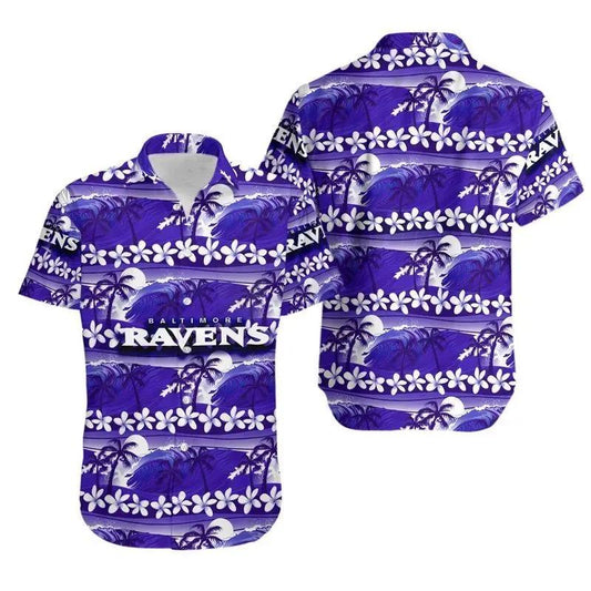 Baltimore Ravens Coconut Trees Nfl Gift For Fan Hawaii Shirt Summer Collection, NFL Hawaiian Shirt Moonbestprint